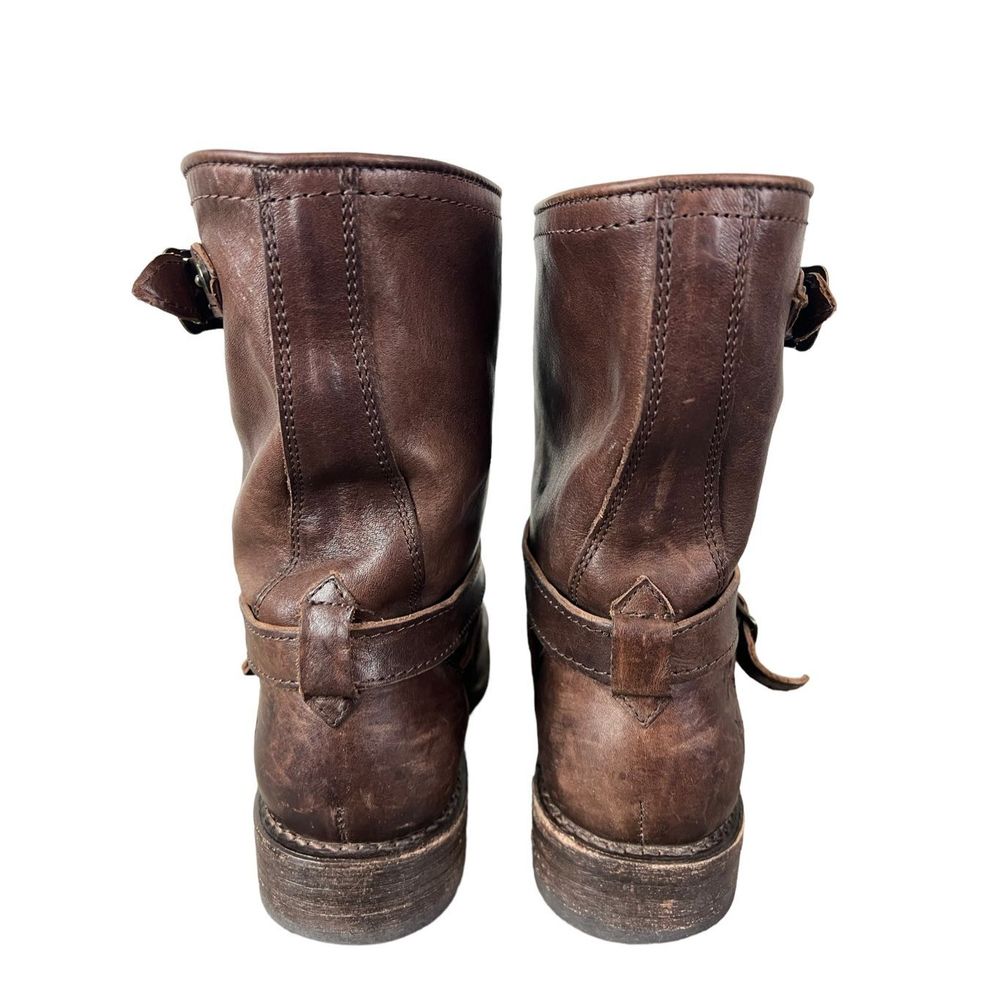 Frye Veronica Short Slouchy Brown Leather Buckle Boot Size 8 - Picture 6 of 10